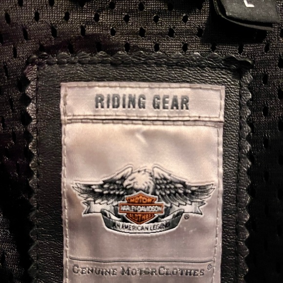 Harley-Davidson Black Embossed Logo Leather Riding Jacket Women’s Size Large - Picture 6 of 6